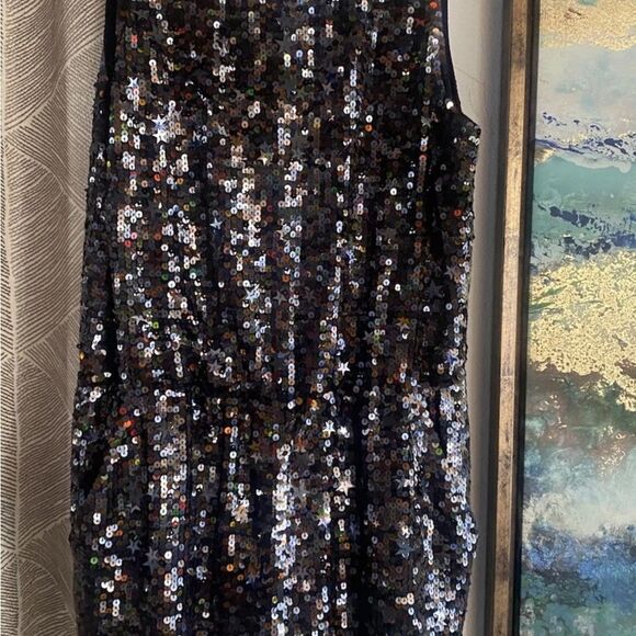 J Crew Collection Romper Sequin Starts Black Neckline  Lined Pockets Sz 6 - Picture 16 of 16